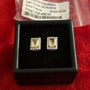 Luxury Solid‎ Silver Yellow Citrine Gemstone Earrings